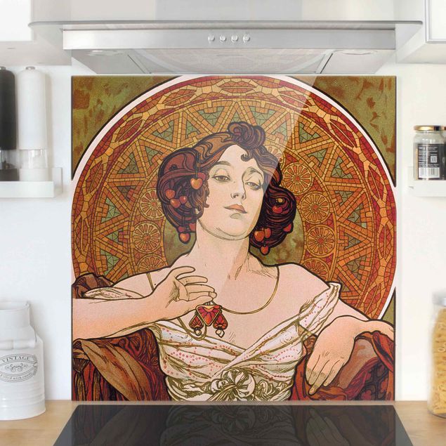 paraschizzi cucina vetro magnetico Alfons Mucha - Pietre preziose - Rubino
