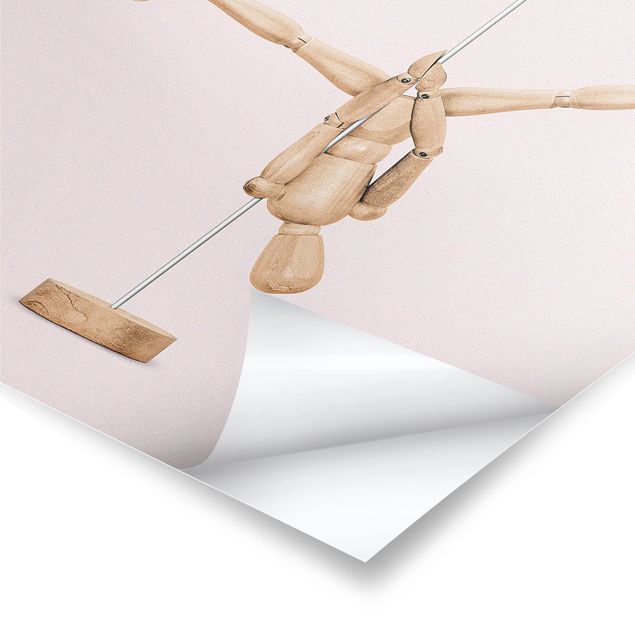 Poster - Pole Dance Con Figura legno - Quadrato 1:1