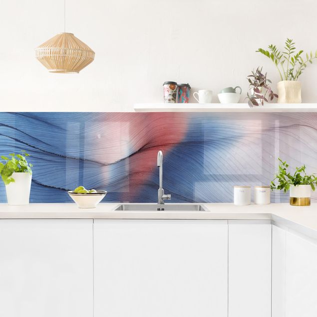 Rivestimenti cucina di plastica Danza di colori mélange in blu e rosso