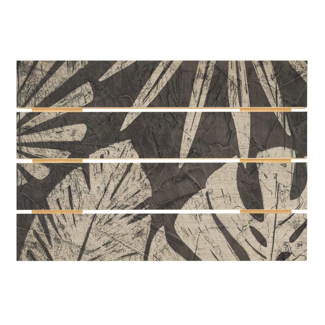Stampa su legno - Foglie di palma contro un grigio scuro - Orizzontale 2:3