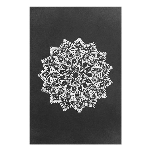Quadro in vetro - Mandala Illustrazione Ornament Bianco Nero - Orizzontale 2:3