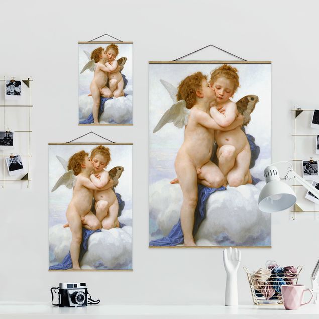 Foto su tessuto da parete con bastone - William Adolphe Bouguereau - Il primo Bacio - Verticale 3:2