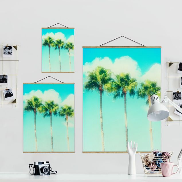 Foto su tessuto da parete con bastone - Palm alberi e cielo blu - Verticale 4:3