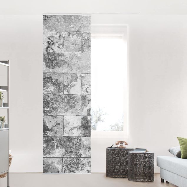 Set tende a pannello Muro di pietra in marmo naturale grigio