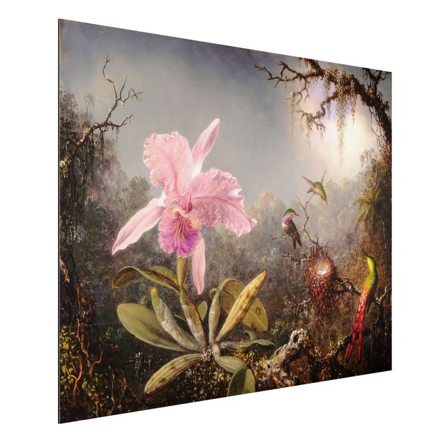 quadri con animali Martin Johnson Heade - Orchidea e tre colibrì