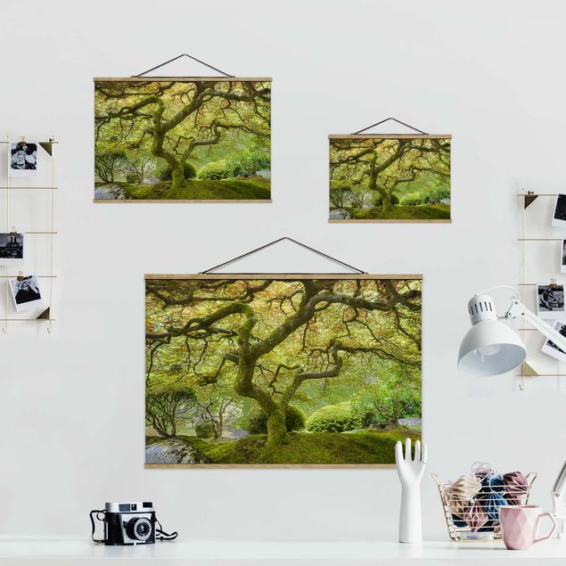 Foto su tessuto da parete con bastone - Verde Giardino Giapponese - Orizzontale 2:3