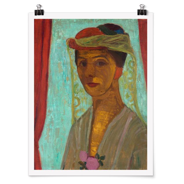 Poster - Paula Modersohn-Becker - Autoritratto con cappello - Verticale 4:3