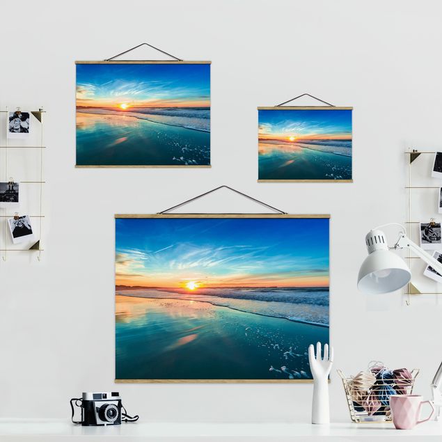 Foto su tessuto da parete con bastone - Romantico tramonto sul mare - Orizzontale 3:4