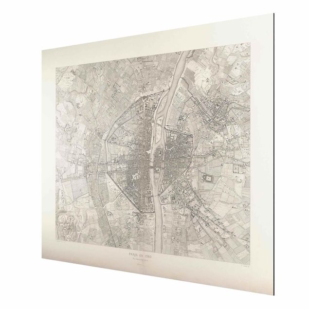 Stampa su alluminio - Mappa vintage Paris