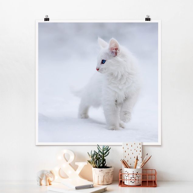 Poster cameretta bambini animali Bianco come la neve