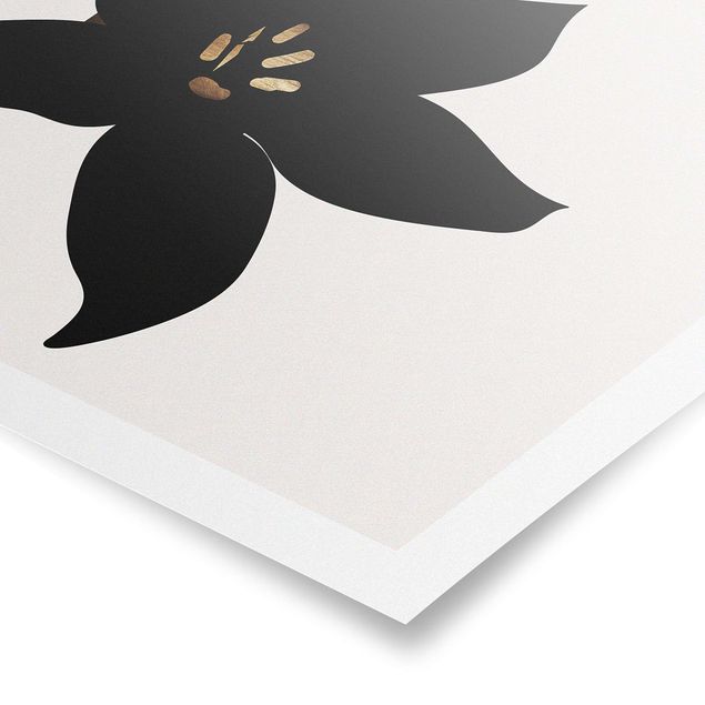 Poster - Mondo vegetale grafico - Orchidea in nero e oro - Orizzontale 2:3