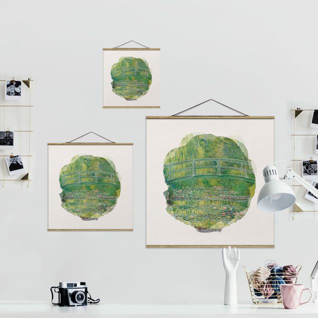 Quadro su tessuto con stecche per poster - Acquerelli - Claude Monet - Ponte giapponese - Quadrato 1:1