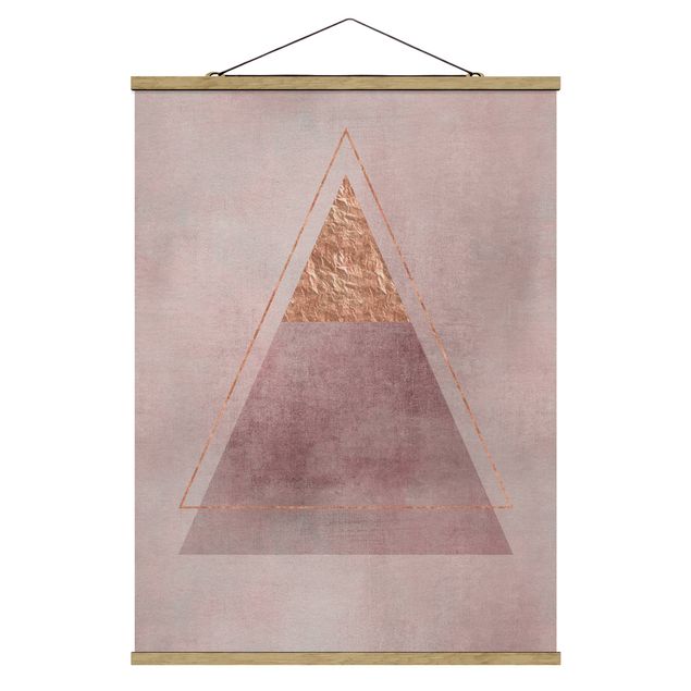 Foto su tessuto da parete con bastone - Geometria In rosa e oro II - Verticale 4:3