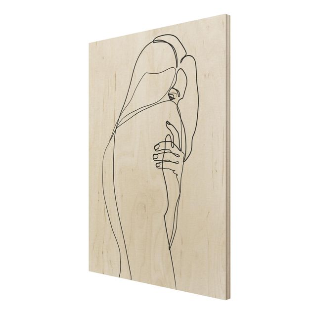 Stampa su legno - Line Art Nudo spalla Bianco e nero - Verticale 4:3