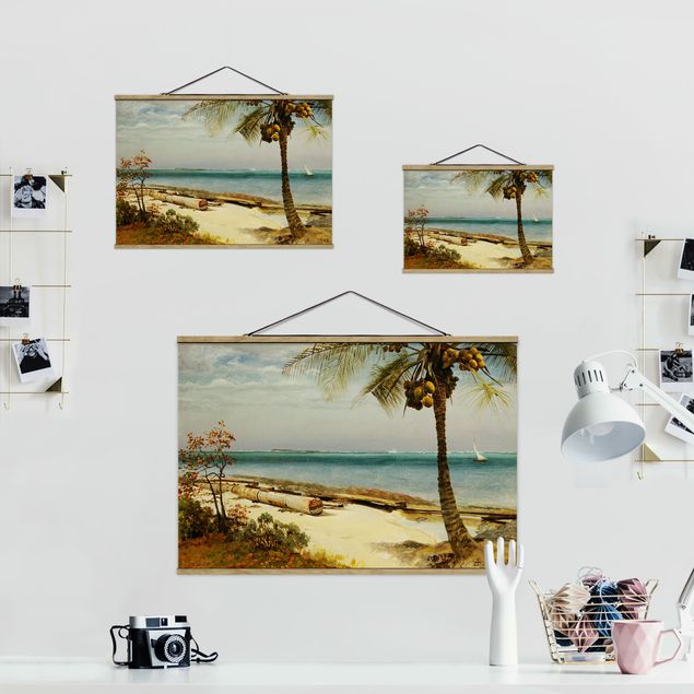Foto su tessuto da parete con bastone - Albert Bierstadt - Costa nei tropici - Orizzontale 2:3