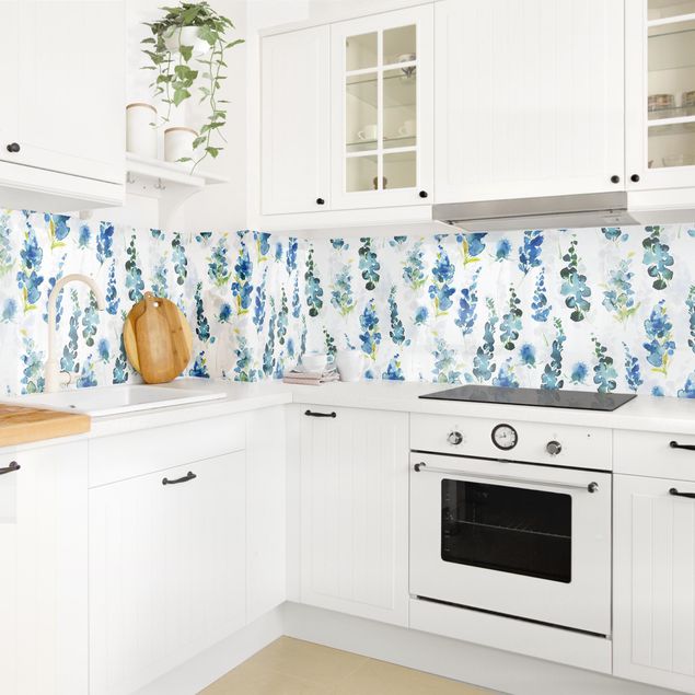 Rivestimenti cucina di plastica Magnifici fiori in blu