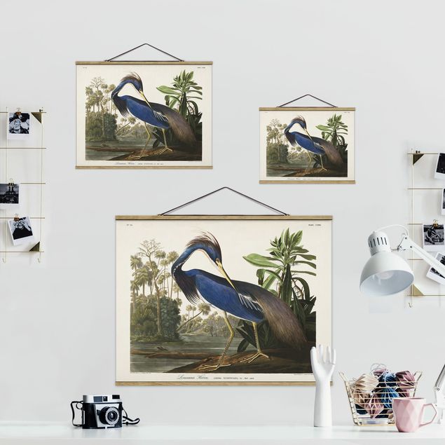 Foto su tessuto da parete con bastone - bordo Vintage Louisiana Heron - Orizzontale 3:4