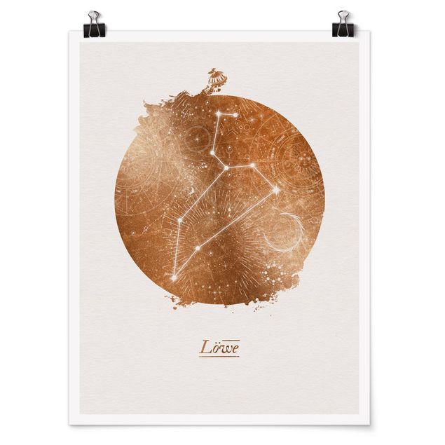 Poster - Segno zodiacale Leone d'oro - Verticale 4:3