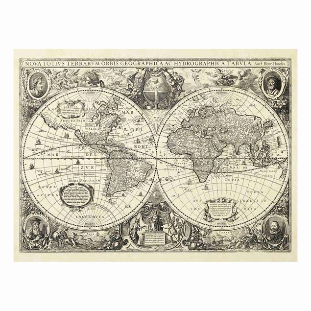 Stampa su Forex - Illustrazione Vintage Mappa del mondo antico - Orizzontale 3:4