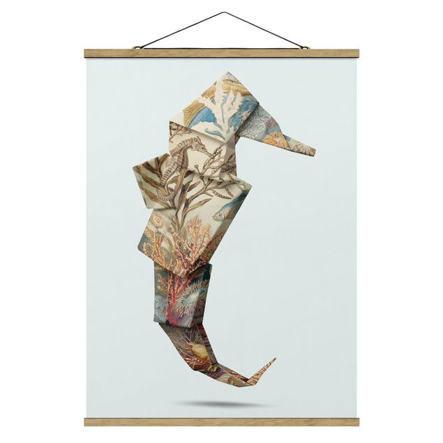 Foto su tessuto da parete con bastone - origami Seahorse - Verticale 4:3