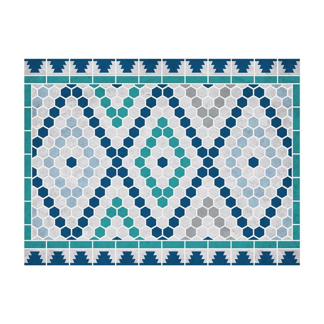 Tappeti effetto piastrelle Piastrelle marocchine blu turchese