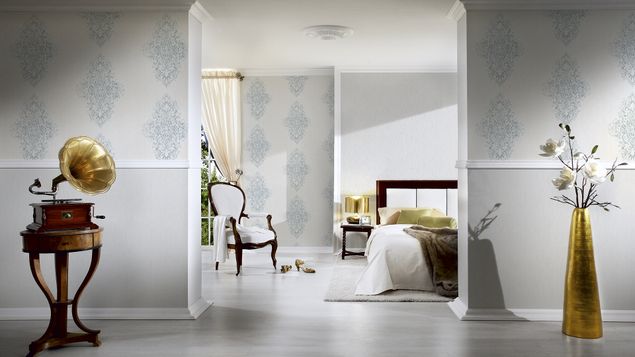 Carta da parati - Architects Paper Luxury wallpaper in Bianco Blu Metalizzato