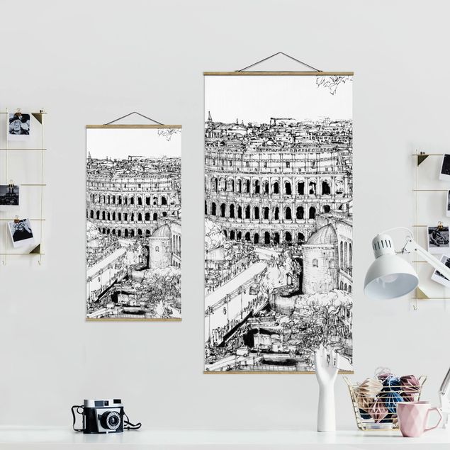 Quadro su tessuto con stecche per poster - Città Studi - Roma - Verticale 2:1