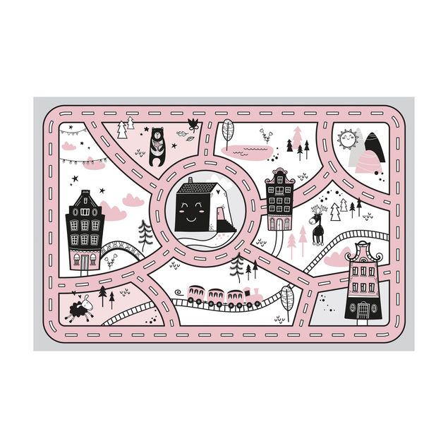 Tappeto cucina nero Scandinavia - La città rosa