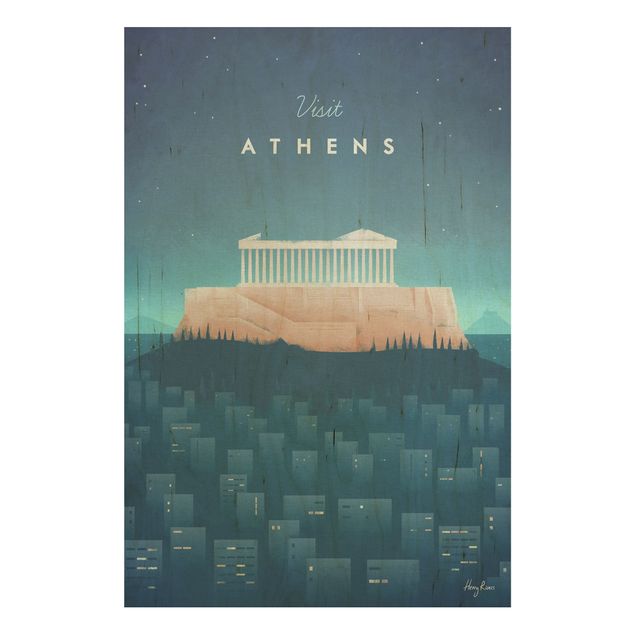 Stampa su legno - Poster di viaggio - Atene - Verticale 3:2