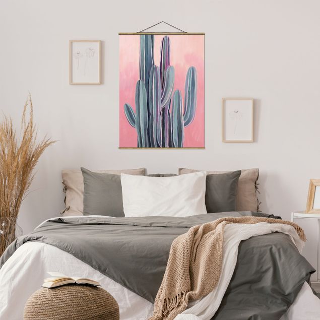 Foto su tessuto da parete con bastone - Cactus su Rosa II - Verticale 4:3