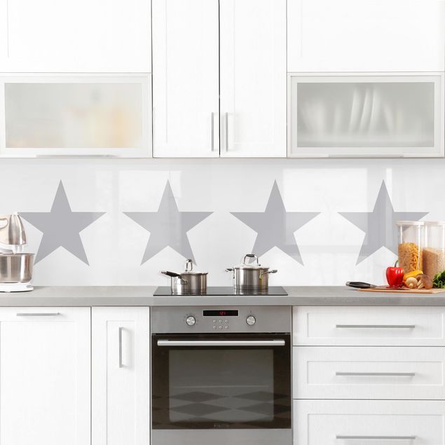 Rivestimenti cucina di plastica Grandi stelle grigie su bianco