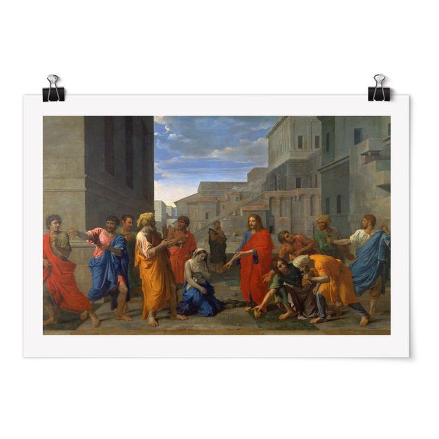 Poster - Nicolas Poussin - Cristo e l'adultera - Orizzontale 2:3