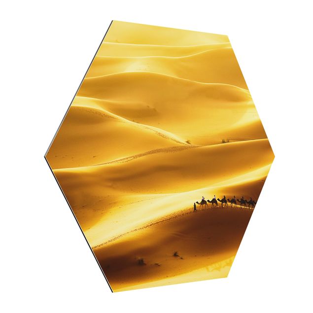 Esagono in Alluminio Dibond - dune dorate