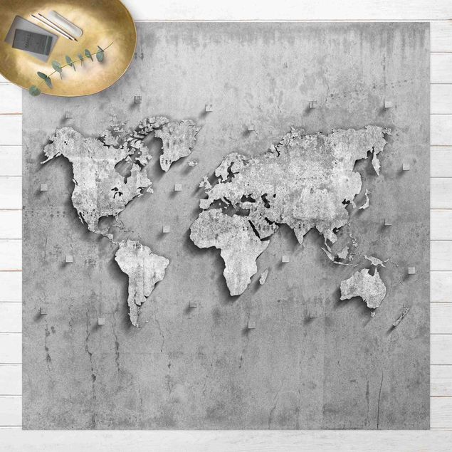 Tappeto per terrazzo esterno Mappa del mondo in cemento