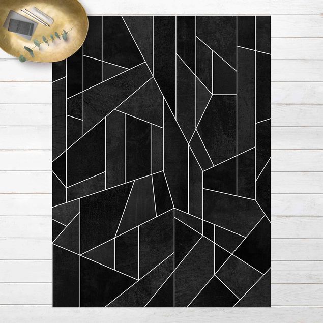 Tappeto da balcone Acquerello geometrico in bianco e nero