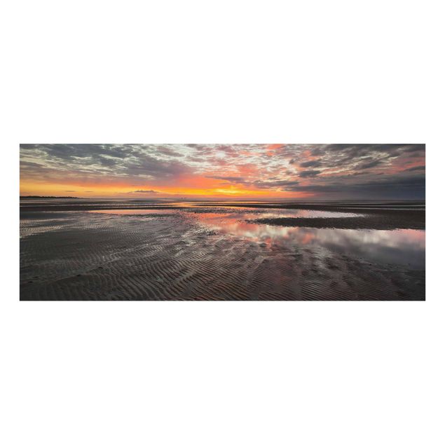 Quadro in vetro - Sunrise Over The Mudflat - Panoramico