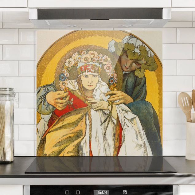 paraschizzi cucina vetro magnetico Alfons Mucha - Poster Repubblica cecoslovacca