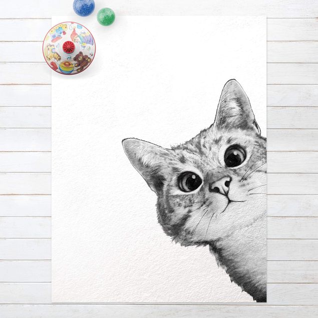 Tappeto per balcone Illustrazione - Gatto Disegno in bianco e nero