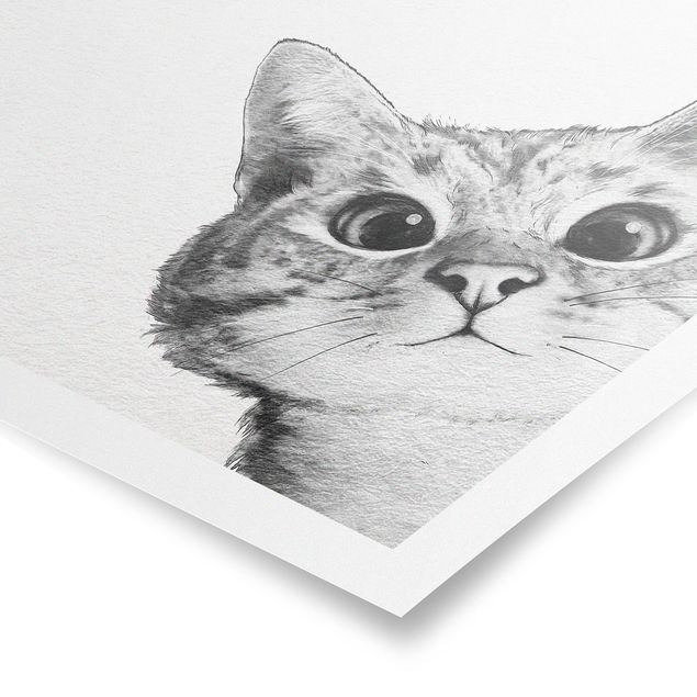 Poster - Illustrazione Cat Disegno Nero Bianco - Quadrato 1:1