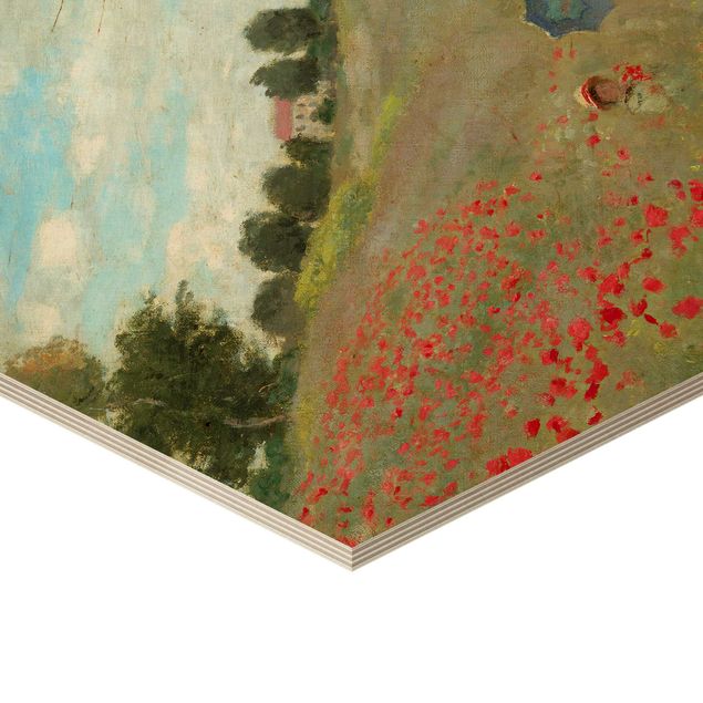 Esagono in legno - Claude Monet - Campo di papaveri A Argenteuil