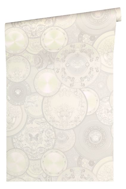 Carta da parati - Versace wallpaper Versace 3 Les Etoiles de la Mer 2 in Grigio Metalizzato Bianco