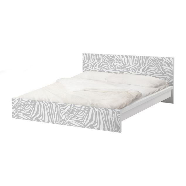 Carta adesiva per mobili IKEA - Malm Letto basso 160x200cm Zebra Design Light Grey