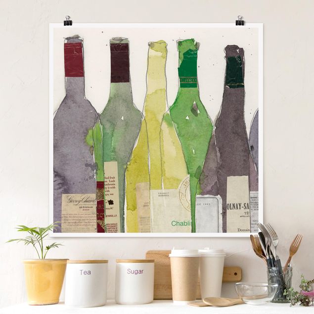 Poster acquerello Vino e alcolici III