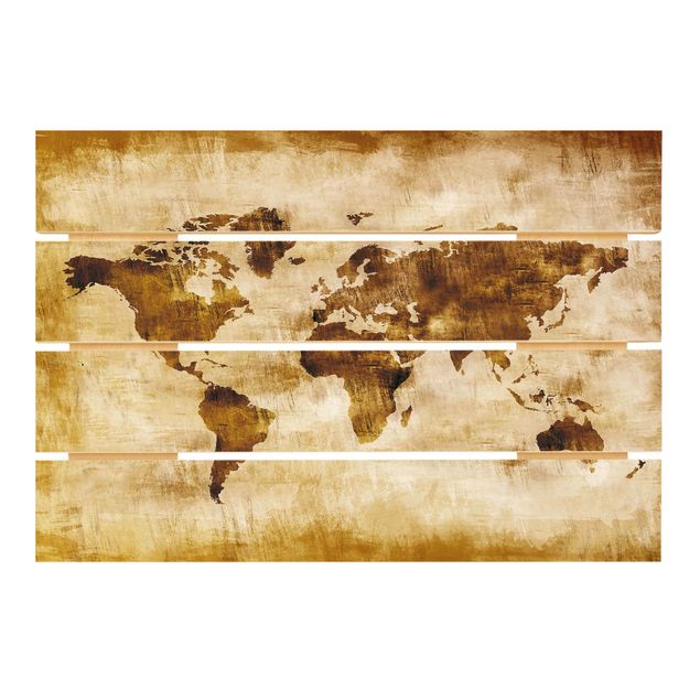 Stampa su legno - No.Cg75 Mappa Del Mondo - Orizzontale 2:3