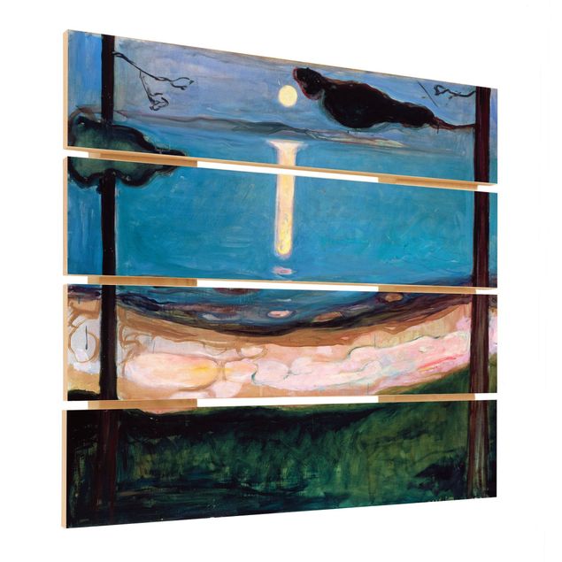 Stampa su legno - Edvard Munch - Luna Notte - Quadrato 1:1