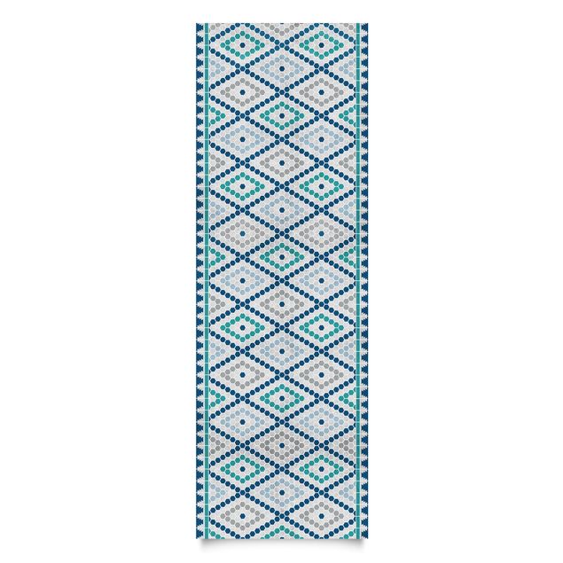 Pellicola adesiva - Trama di piastrelle marocchina blu turchese