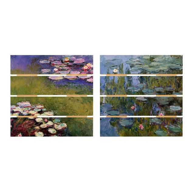 Quadro in legno effetto pallet - Claude Monet - Ninfee Set - Quadrato 1:1