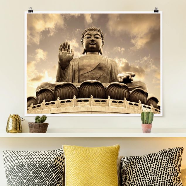 poster vintage originali Grande Buddha in seppia