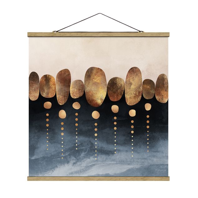 Quadro su tessuto con stecche per poster - Elisabeth Fredriksson - Astratte Golden Stones - Quadrato 1:1