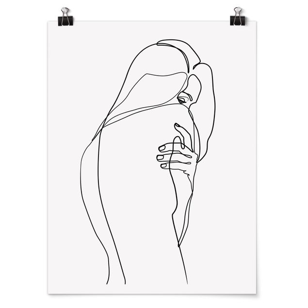 Poster - Line Art Nudo spalla Bianco e nero - Verticale 4:3